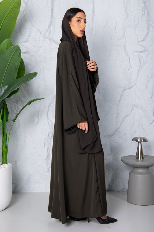 Nura Abaya- Velvet Green