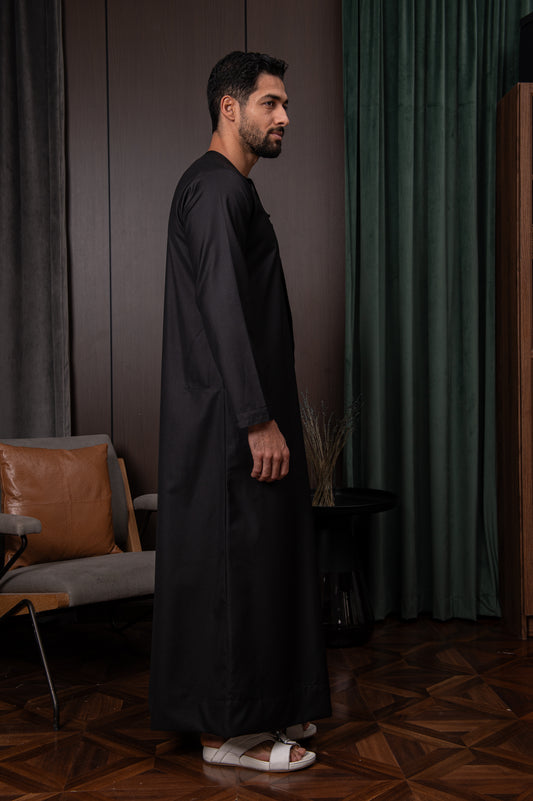 Winter Emirati Thobe- Imperial Black