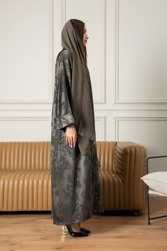 Midnight Petal Abaya- Grey