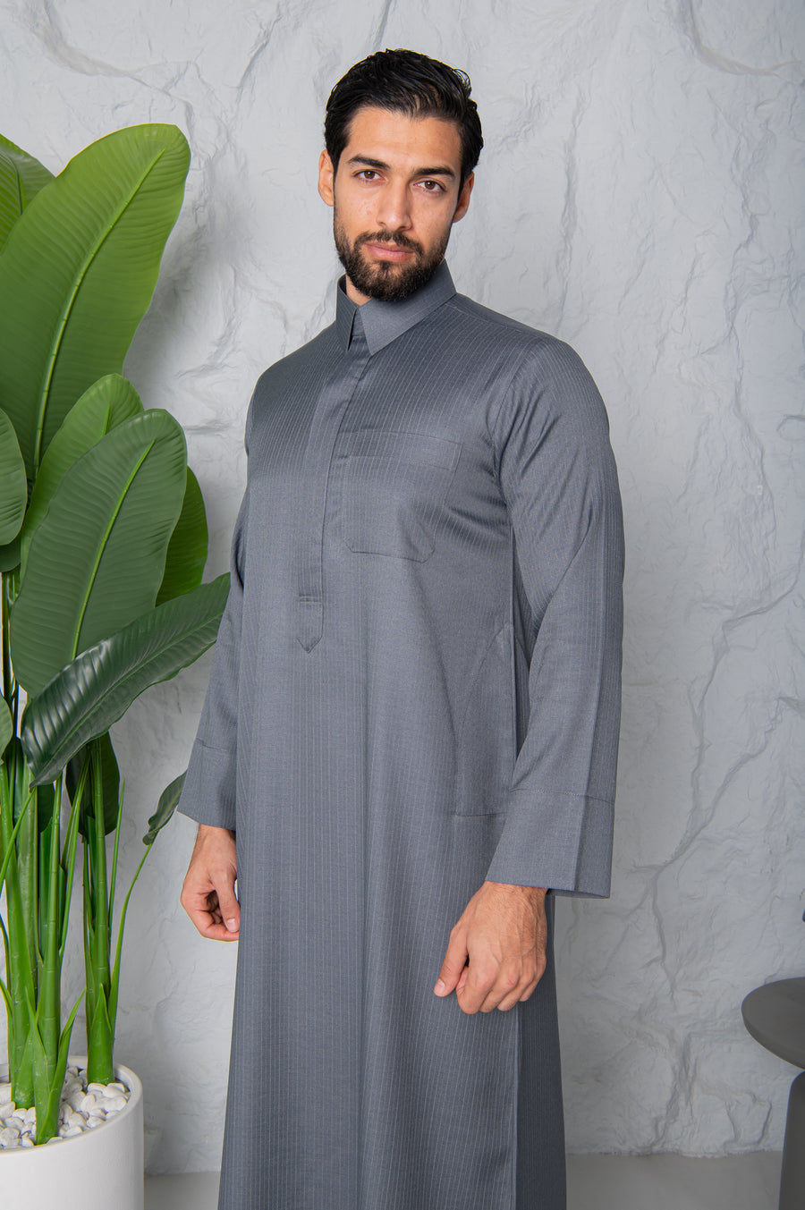 ثوب قطري - لون رمادي داكن