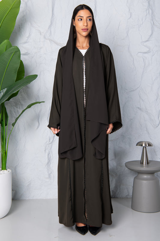 Nura Abaya- Velvet Green