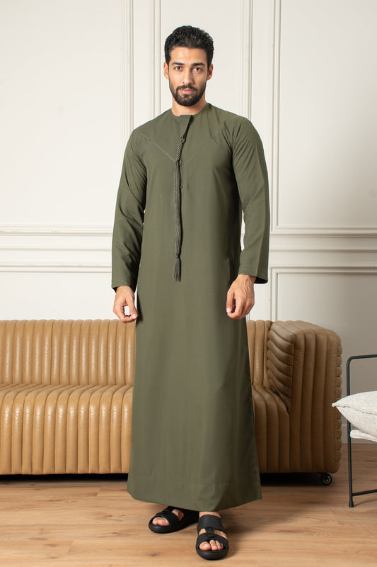 Essentials Emirati Thobe- Olive Green