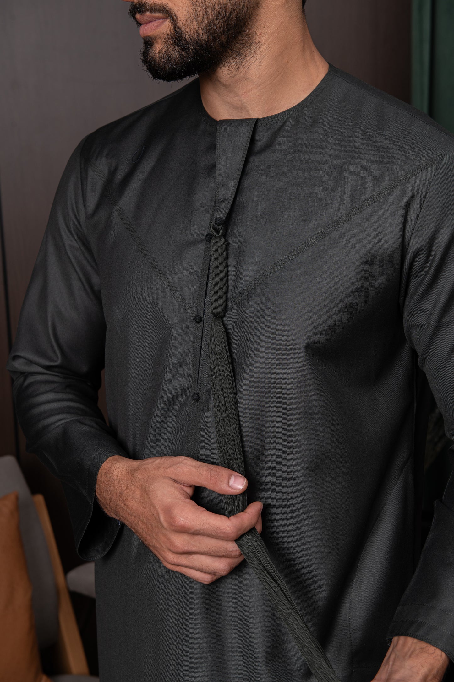 Winter Emirati Thobe- Hunting Green