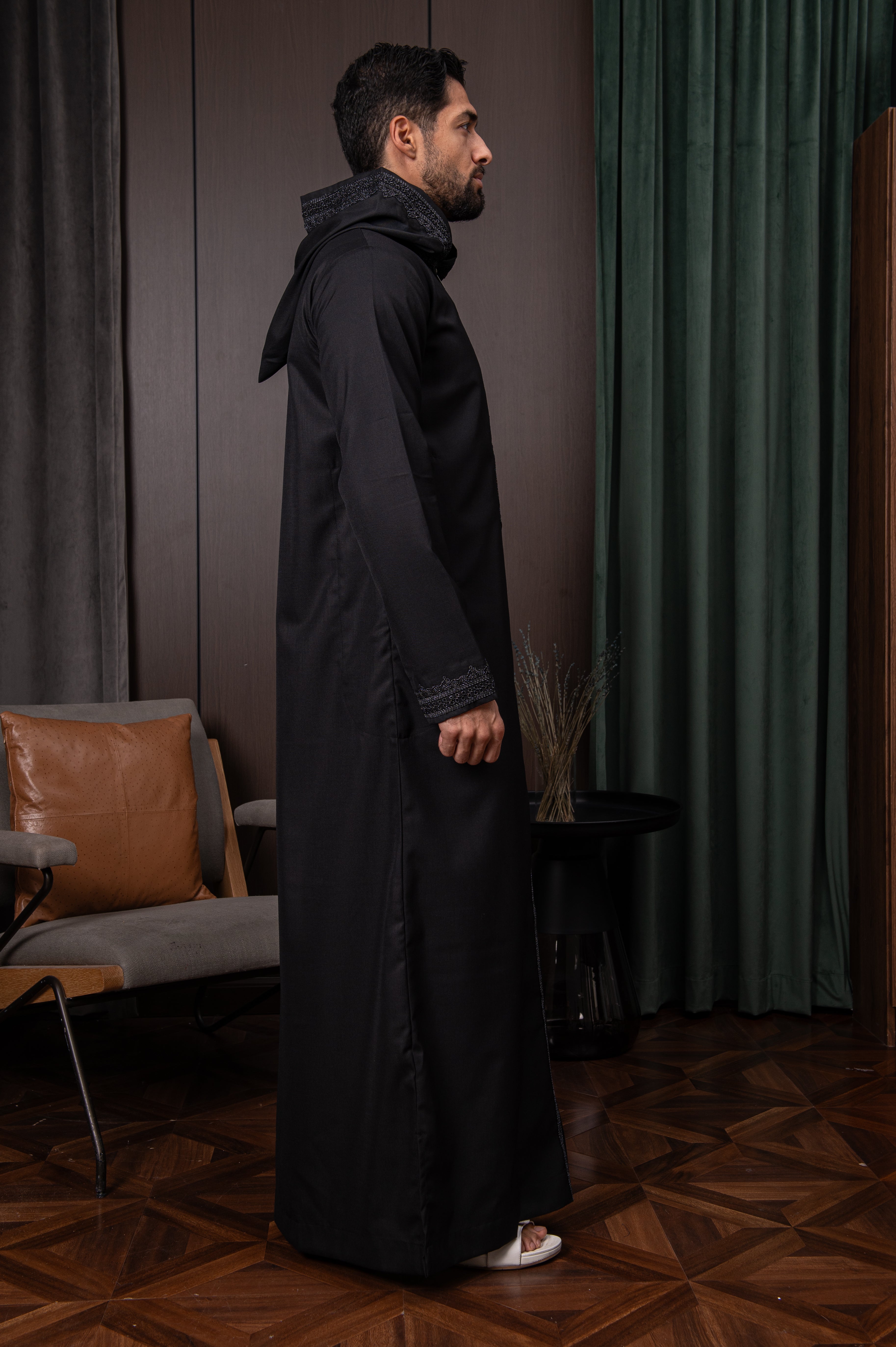 Onyx Black Men's Moroccan Thobe | Fast Shipping | Al Badr – Al