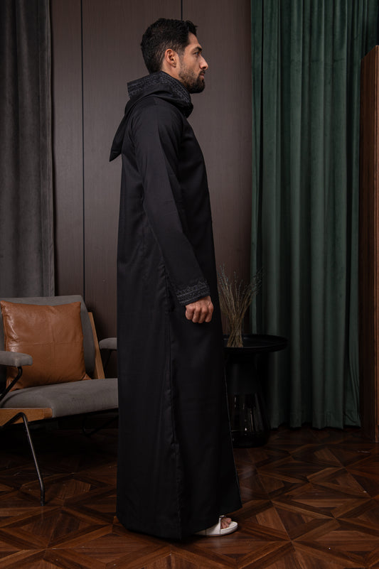 Moroccan Thobe- Onyx Black
