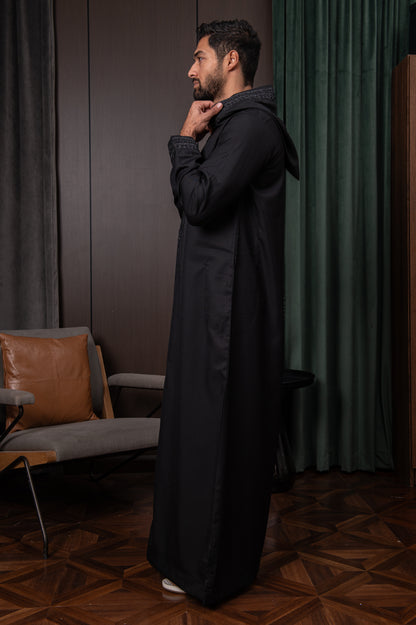 Moroccan Thobe- Onyx Black