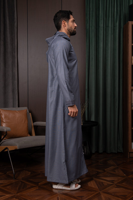 Moroccan Thobe- Steel Grey