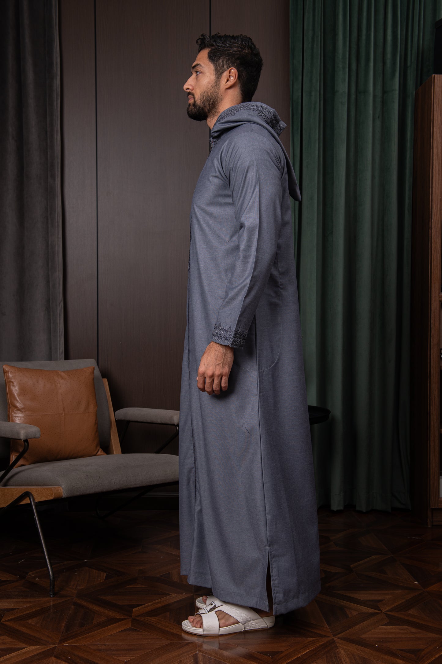 Moroccan Thobe- Steel Grey
