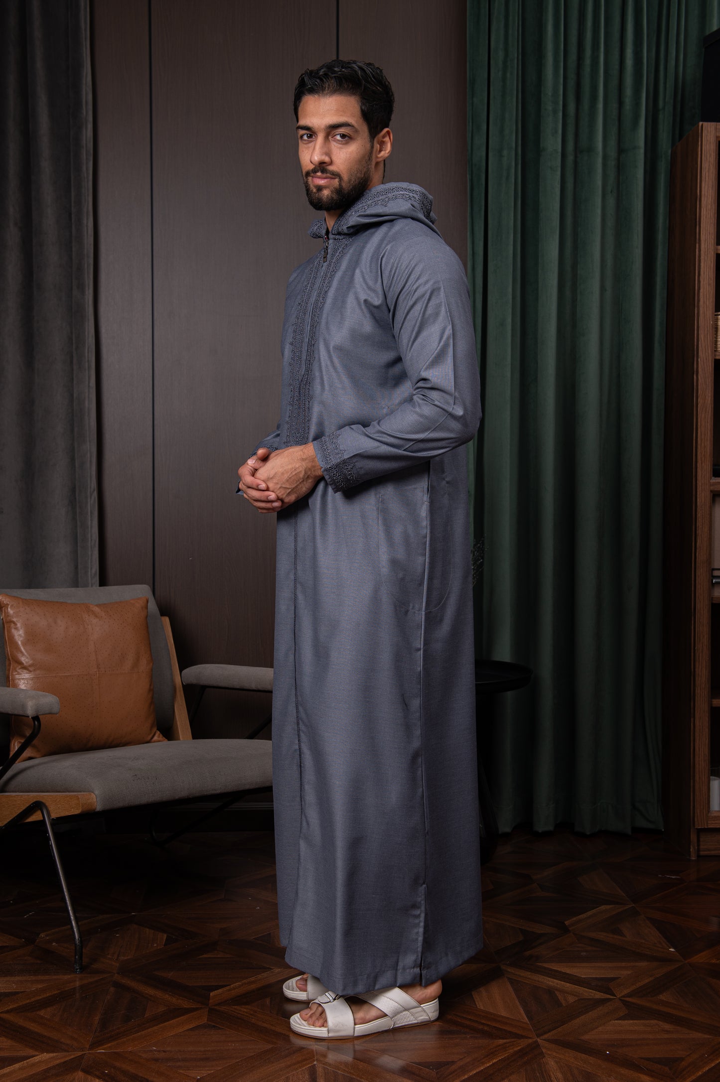 Moroccan Thobe- Steel Grey