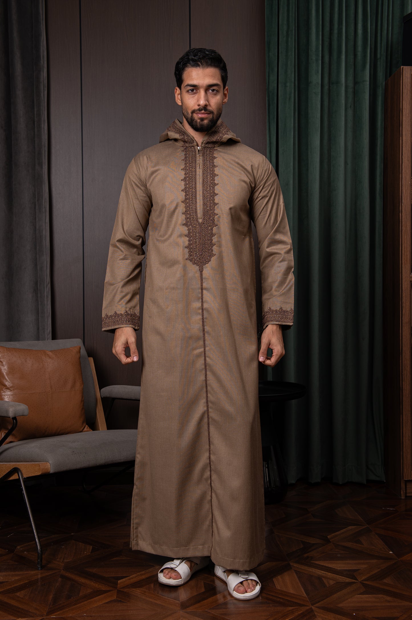Moroccan Thobe- Pebble Brown