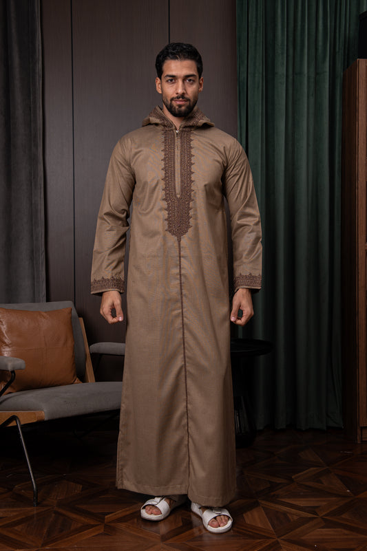Moroccan Thobe- Pebble Brown