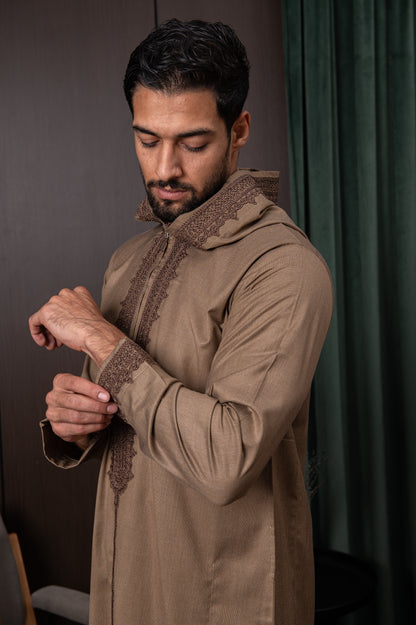 Moroccan Thobe- Pebble Brown