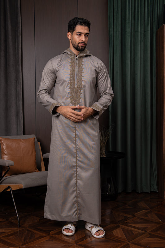 Moroccan Thobe- Storm Grey