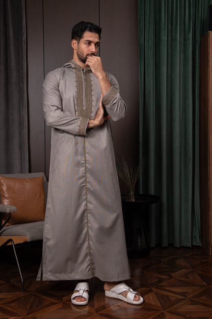 Moroccan Thobe- Storm Grey