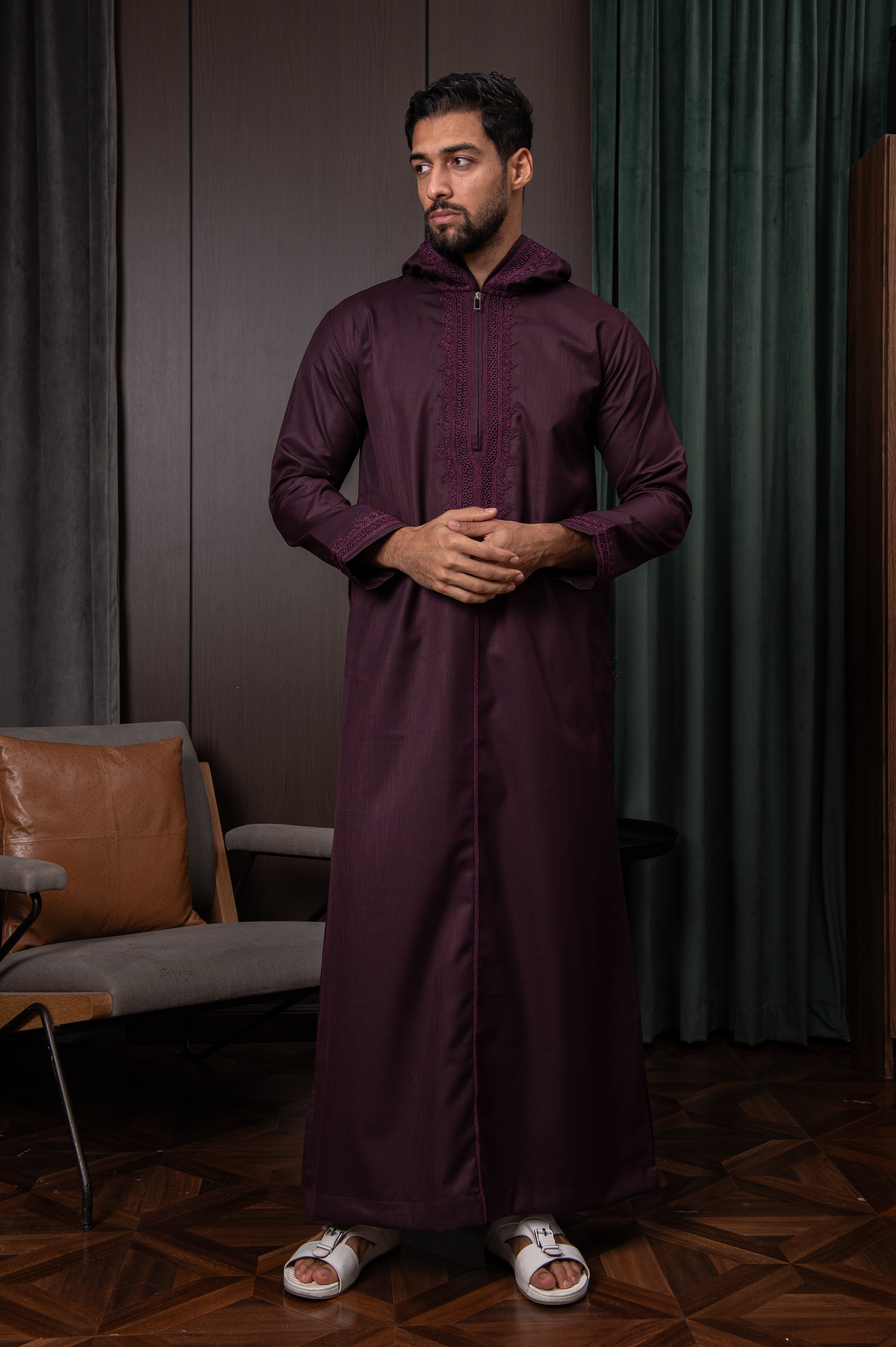 Mulberry Purple Men's Moroccan Thobe | Fast Shipping | Al Badr