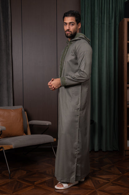 Moroccan Thobe- Olive Green