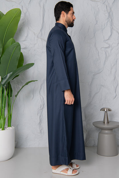 Qatari Thobe- Navy Pinstripe