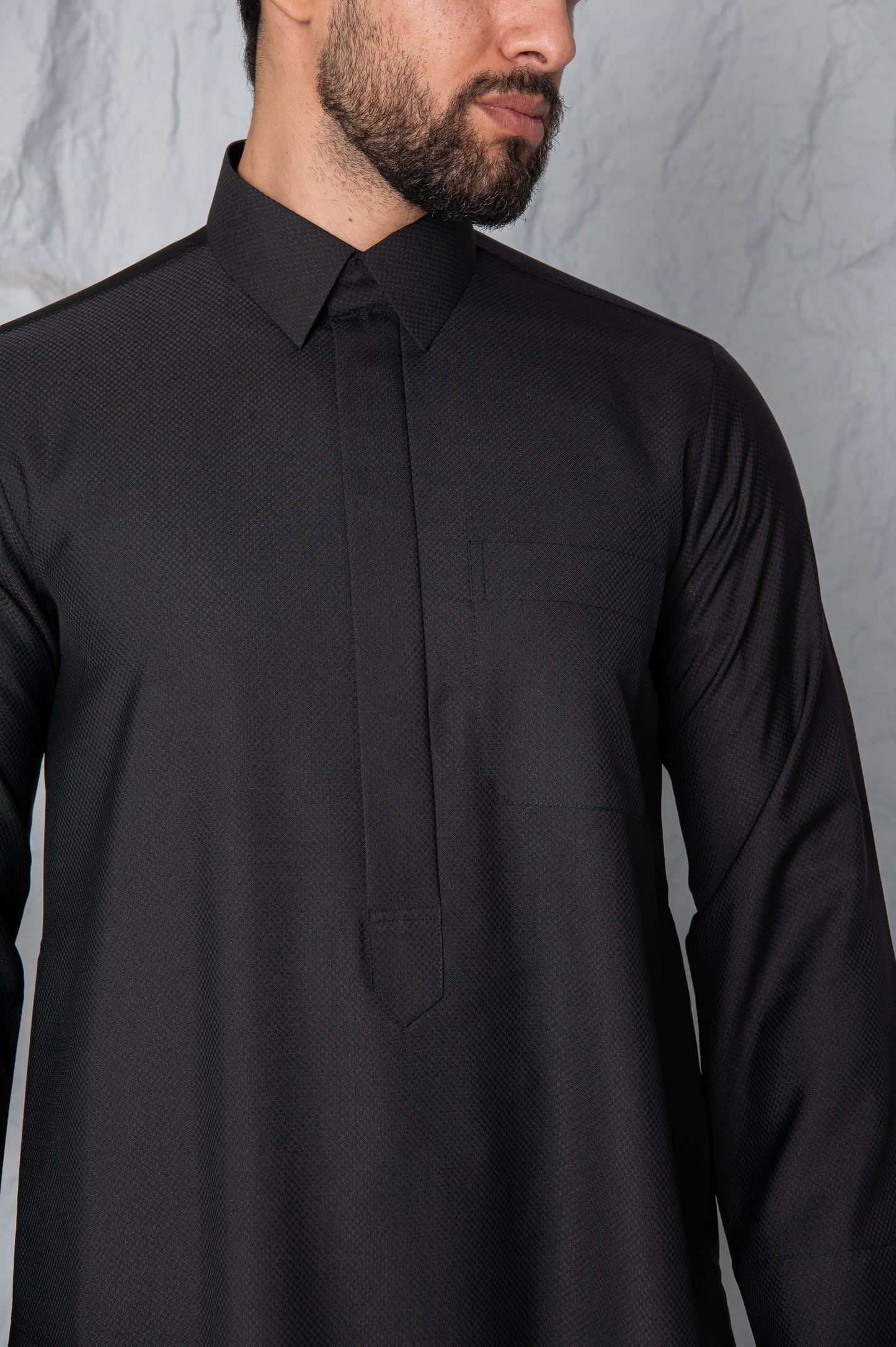 Qatari Thobe- Shadow Black