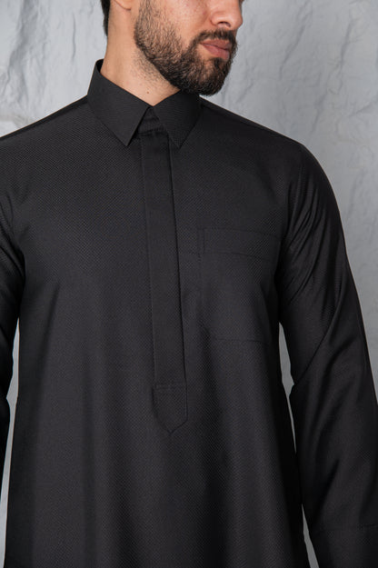 Qatari Thobe- Shadow Black
